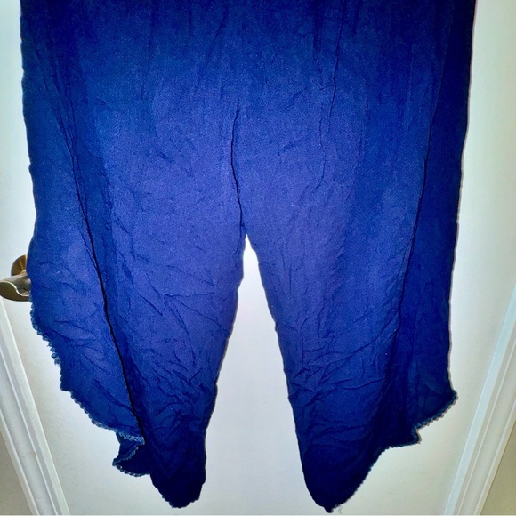 Angie Navy Textured Fabric Palazzo Pants - Picture 8 of 8